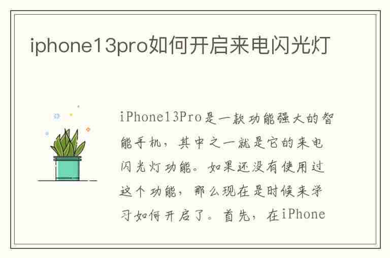 iphone13pro如何开启来电闪光灯